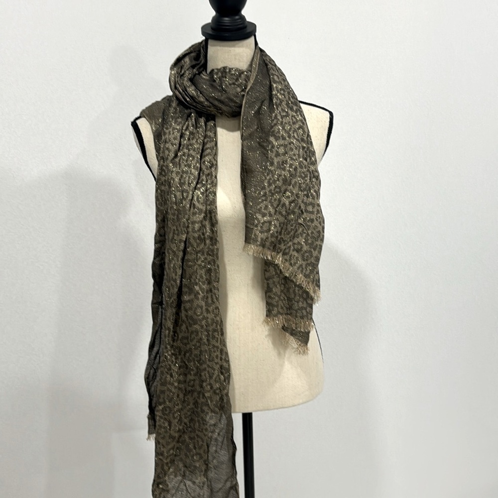 Michael Kors Leopard Lurex Jacquard Shawl/Scarf